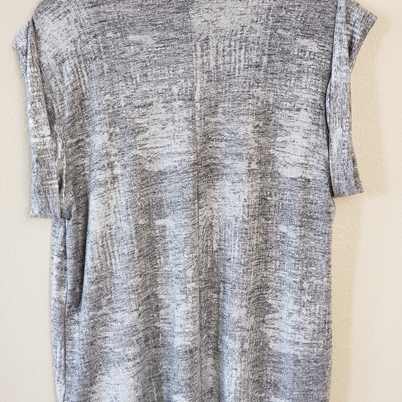 Troupe, Size L, Silver, Black and White, Draped Cap Sleeve Blouse - Picture 2 of 7